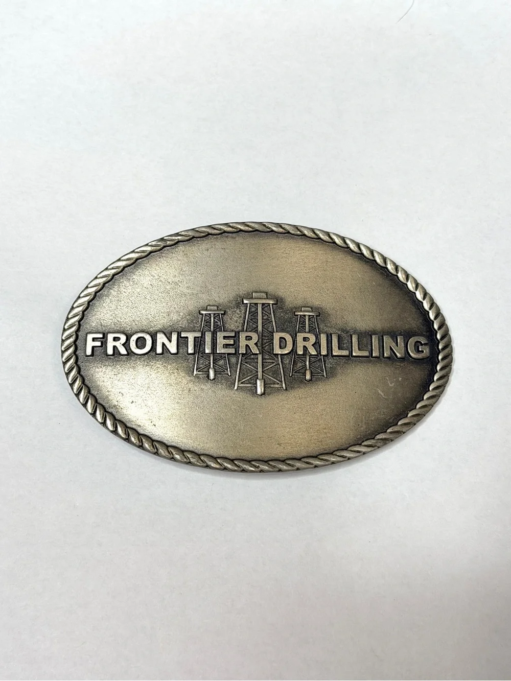 Frontier Drilling Metal Belt Buckle - Brushed Nickel